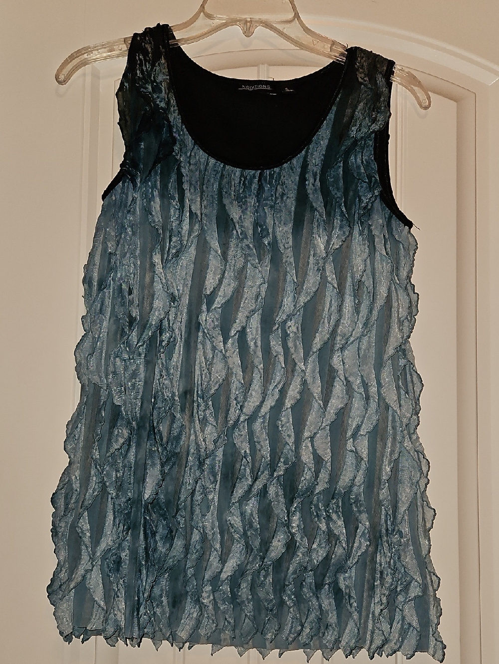 Notations Teal Ruffled Sleeveless Tunic